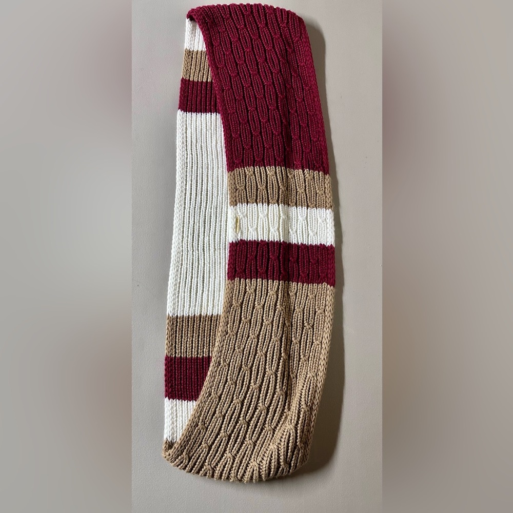 Michael Kors Infinty Scarf- white, tan, burgundy colors - Picture 4 of 12